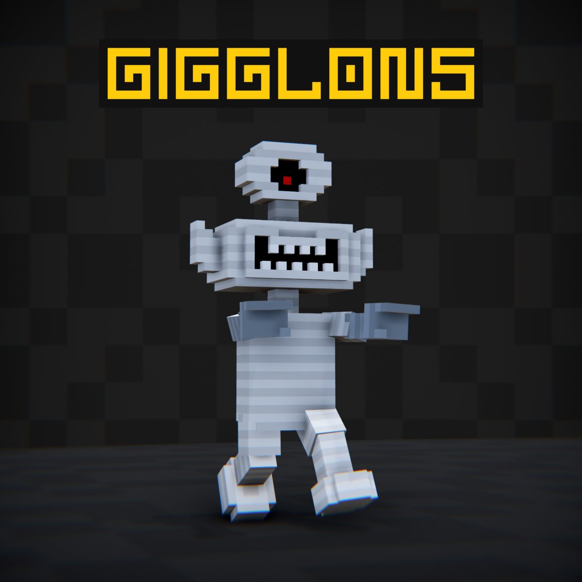 Meet the Mummy in pixel and voxel! There will be only 1 in the <a href="/gigglons/">Gigglons</a> collection! 👁

#WENGIGGLONS #Gigglons #PixelArt #VoxelArt #Gaming