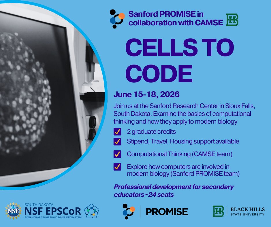 📣 Teachers! Summer PD registration is open.

Join PROMISE &amp; CAMSE for hands-on learning and real-world classroom applications—computational thinking for biology teachers and healthcare-focused projects for computer science educators.

👉 Register: bit.ly/4sr05hF