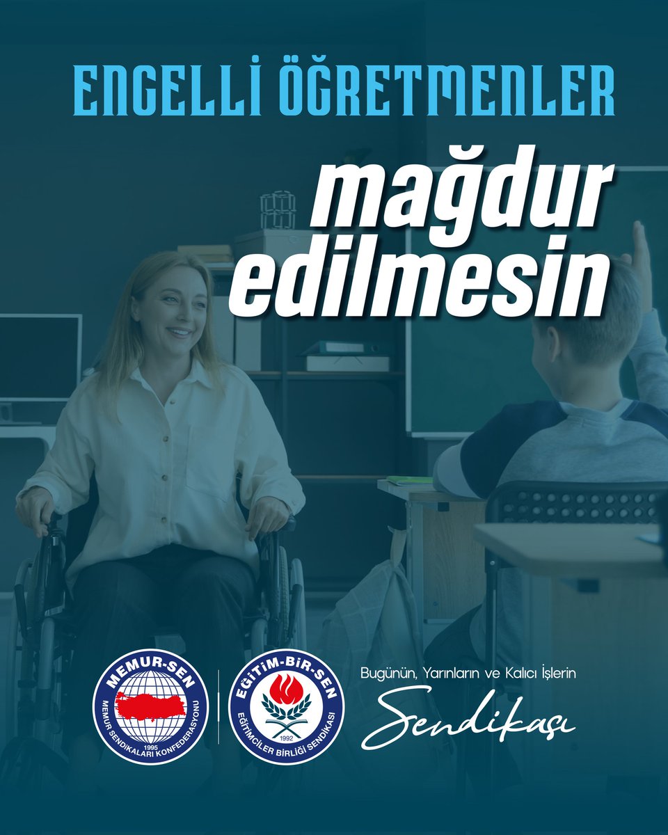 ENGELLİ ÖĞRETMENLER MAĞDUR EDİLMESİN

Millî Eğitim Bakanlığı tarafından “İhtiyaç ve Norm Kadro Fazlası Öğretmenlerin Yer Değiştirme Başvurusu”na ilişkin duyuruda, engelli öğretmenler ile engelli yakını bulunan öğretmenleri resen atama kapsamına dahil ederek mağduriyet oluşturacak