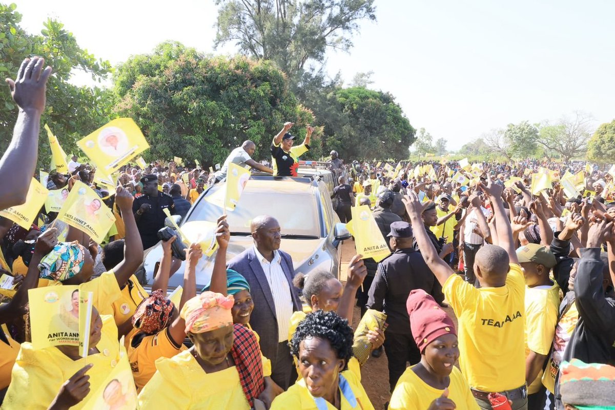 AnitahAmong's tweet photo. The warmth of home in Bukedea! I am grateful to these fantastic people for their love and support.
As I toured the different subcounties today, I called on them to turn out peacefully and participate in the polls, and I pleaded with them to vote for the old man with a hat for all the things he has done for the district and the country at large.