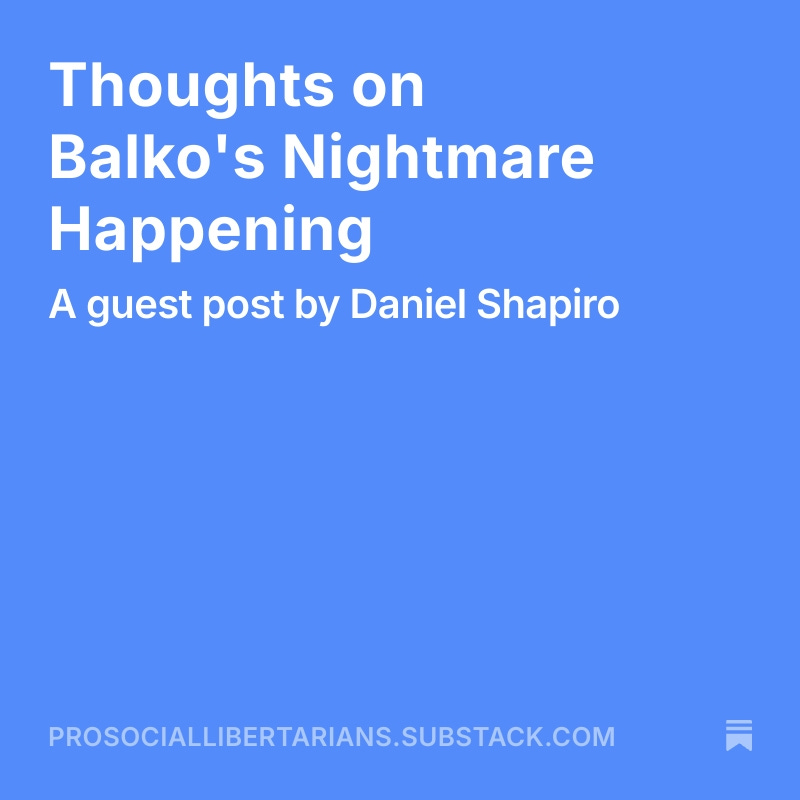 ProLibertarians's tweet image. A guest post at PSL today by my friend Danny Shapiro on Balko on the current immigration nightmare.
prosociallibertarians.substack.com/p/thoughts-on-…