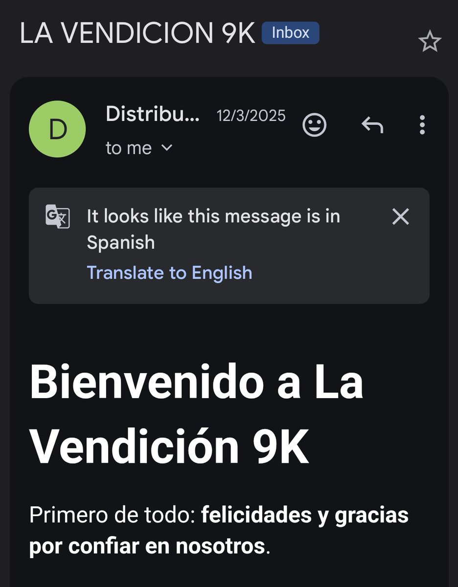 no me salvé de recibir el email