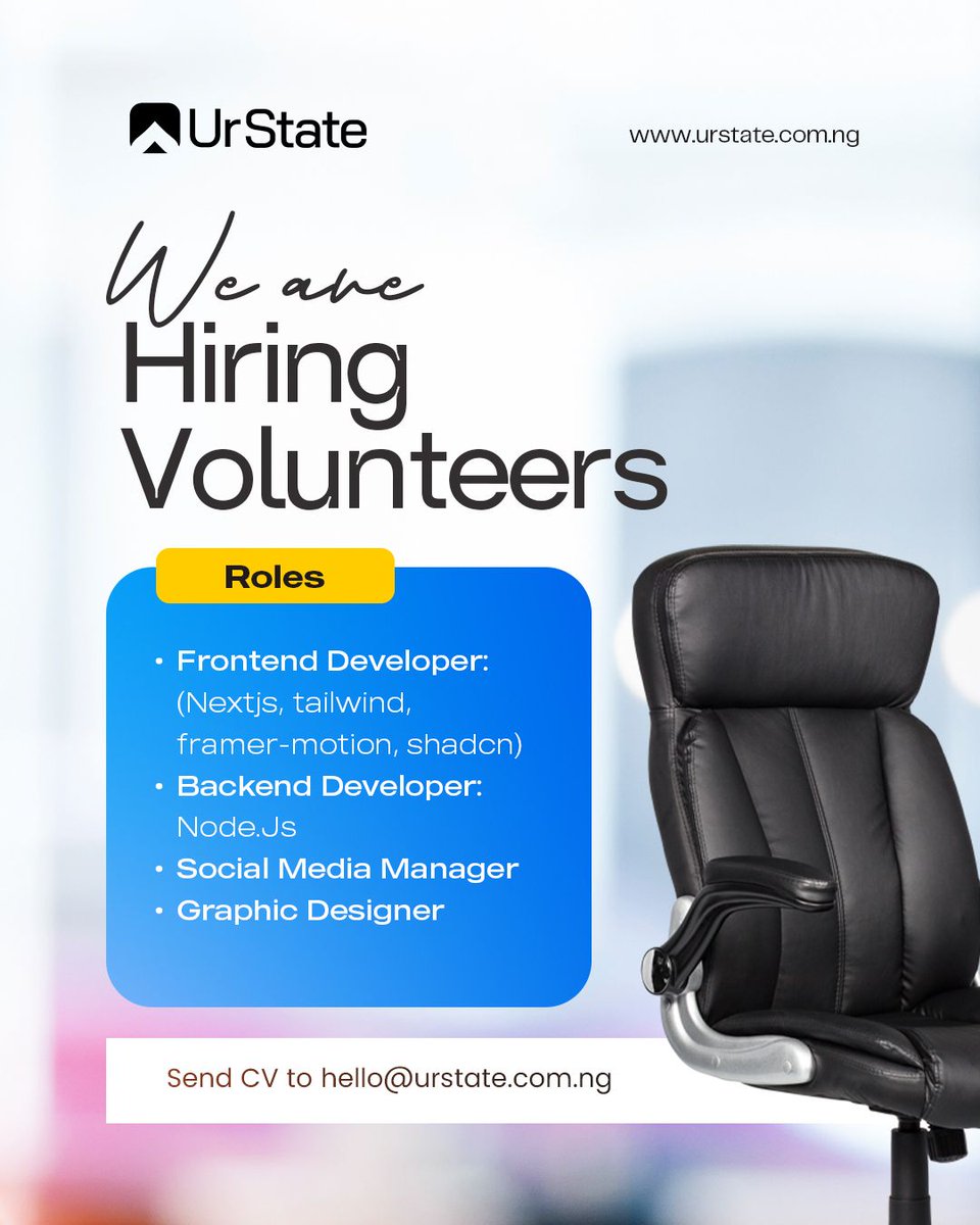 urstatehq's tweet photo. We’re building Urstate to fix renting in Nigeria.

We’re early, bootstrapped, and opening volunteer roles for builders
Real product. Founder-level collaboration. Equity consideration. Future paid roles.

Interested?
DM us or hello@urstate.com.ng https://t.co/oxBKN2Oce7