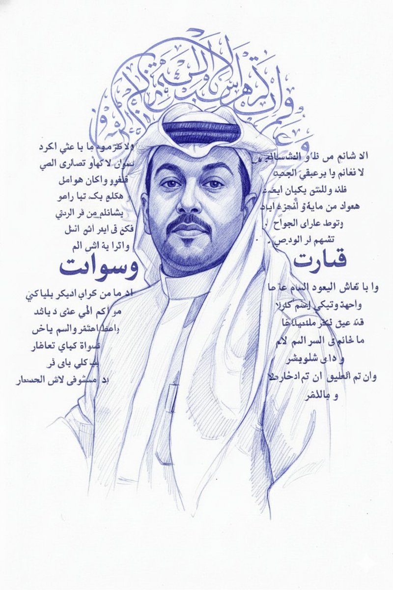 أبي الذي لا غفت عينه.. يناديني
             وصوتي بوسط أذنه.. يلحنّ إيقاعه
يزعل عليّ.. وليه صوتك ما يحييني؟
          ويقول: ورا الفرح عني.. قصر باعه؟
​أبي الذي لا ضقت.. يمسح بـيدينه جبيني
         ويصير لي في قفار الوقت.. مرباعه
مير البلا.. هالوقت ما عاد يعطيني
         كني