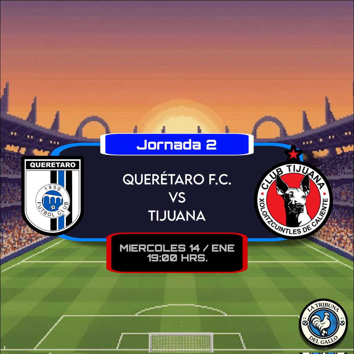 Recuerden qué este miércoles tenemos jornada doble, se viene el debut en casa.
⚽️ <a href="/Club_Queretaro/">Gallos Blancos 🐓</a> vs. <a href="/Xolos/">Xolos</a>
🏟 Estadio Corregidora
🕖 19:00hrs.
🌡 21°C
🌤 Parcialmente nublado
🎫 tickets.clubqueretaro.com/queretarofc_ti…

#Clausura2026 #GallosBlancos #Queretaro #Tijuana #Xolos #México #LigaBBVAMX