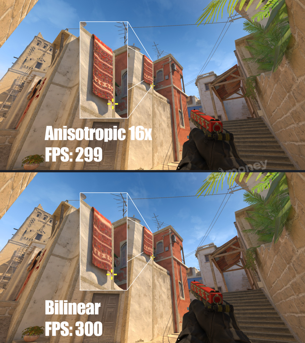 csmoneytrade's tweet image. Fact: most pros use biliniear texture filtering in CS2.

But why?