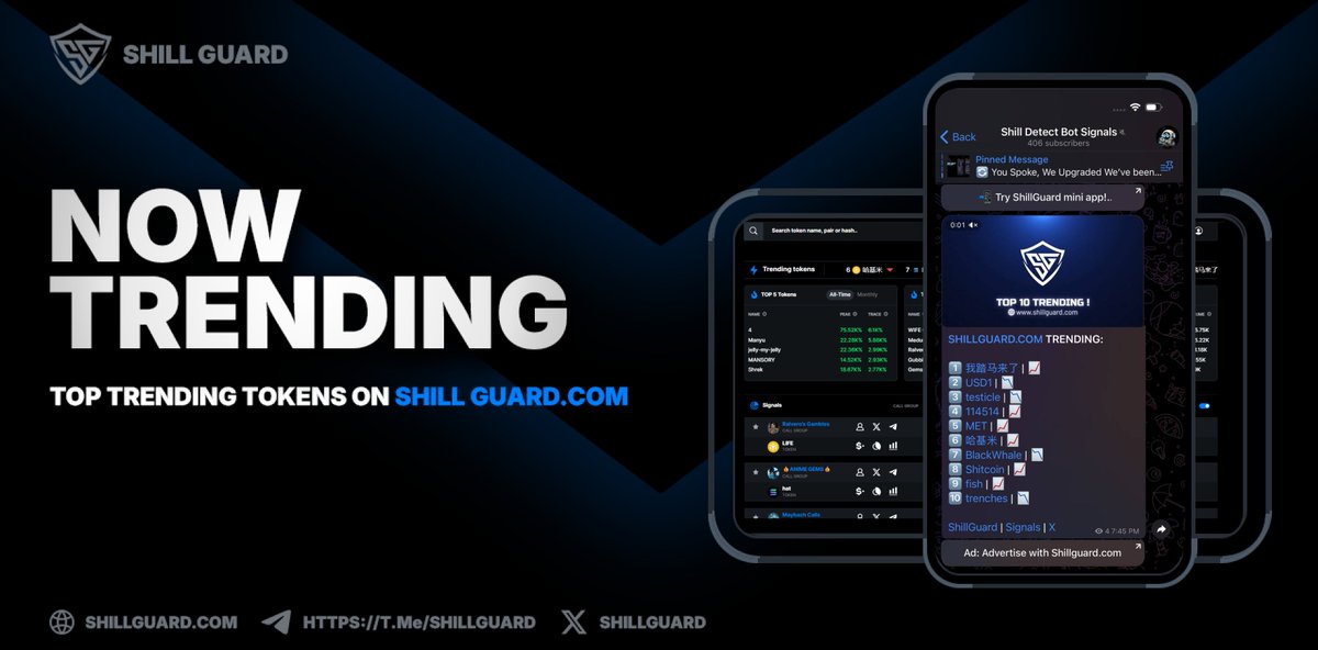 SHILLGUARD | Weekly Trending📊

Utility or memes, here’s what’s trending this week, across $ETH, $BNB and beyond, based on platform attention and activity.

1️⃣ 我踏马来了 
2️⃣ $USD1 <a href="/worldlibertyfi/">WLFI</a>
3️⃣  testicle
4️⃣ 114514 <a href="/114514coin/">114514 Coin</a>
5️⃣ $MET <a href="/MeteoraAG/">Meteora</a>
6️⃣ 哈基米
7️⃣ BlackWhale 
8️⃣
