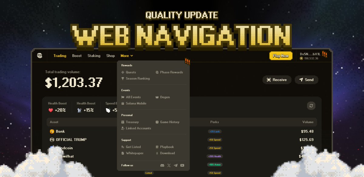 New look, better flow 👀

We’ve rolled out a new navigation bar UI on MattleFun:
- Improved section layout and grouping
- Added MATTLE balance display
- Easier access to User Profile

Check it out!