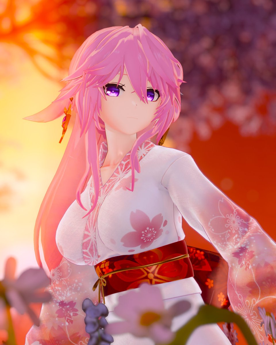 yarrepann's tweet photo. 茜色の夕日に映える、さくらの浴衣が可愛いね！
world：Hanami Cafe 花見カフェ
Yuuki https://t.co/TFMwADLEJT