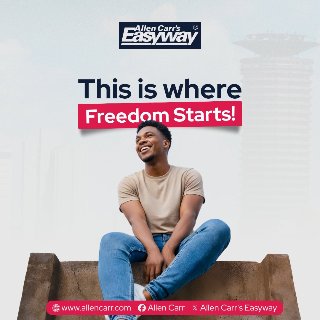 allencarrskenya's tweet photo. New year. New mindset. New freedom. 
Allen Carr’s Easyway is launching soon in Kenya—offering a calm, proven way to quit smoking without fear or willpower battles.
This is where freedom starts. Join our upcoming Easyway seminars.
#EasywayKenya https://t.co/rUN0AYu7R9