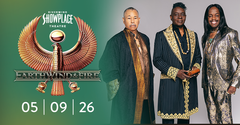 RiverwindCasino's tweet photo. NOW ANNOUNCING: @EarthWindFire 

Get ready to feel the groove once again! Earth, Wind &amp; Fire return to Showplace Theatre, delivering the classic hits fans know and love.

📅 May 9, 2026 at 8 PM
🎟️ Tickets go on sale Friday, January 16th: https://t.co/wjqqWCgBIG https://t.co/gQUN7DQvDa