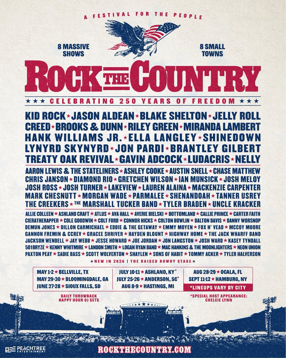 rockthecountry_'s tweet image. Rock The Country 2026🇺🇸
Sign up now for presale that starts Friday, January 16th at 10am local. Layaway plans available for all ticket types start at $2.50 down.
rockthecountry.com