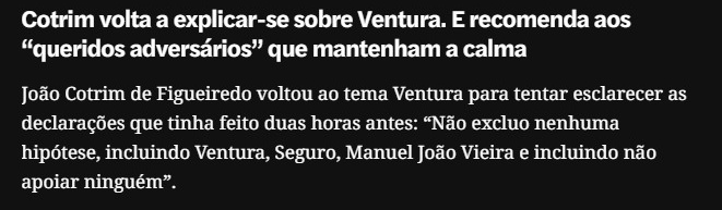 Rodolfo__C_B's tweet photo. O Cotrim só fugiu à pergunta a dizer que podia apoiar qualquer um dos 10 candidatos.

No entanto, vai ser feito o maior aproveitamento político de sempre pela esquerda.
Numa geração que fica por títulos de notícias, pode ser fatal... https://t.co/9WcwnuKL34