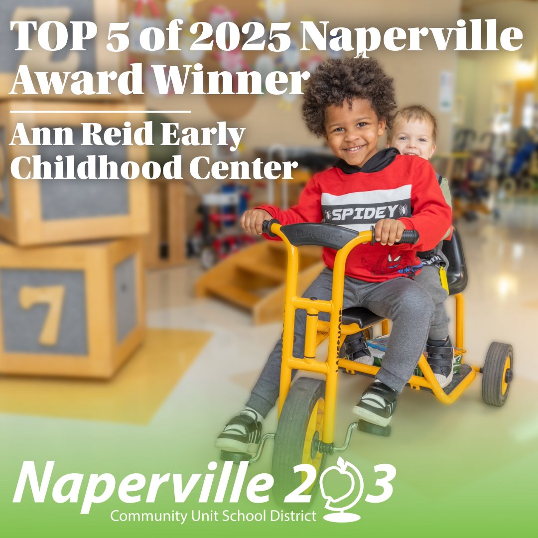 Naperville203's tweet photo. Ann Reid Early Childhood Center is officially a TOP 5 Naperville Award Winner for 2025 in the Preschool category! 🍎

This honor is based on verified Google Reviews from our amazing community. Thank you for your authentic feedback and for choosing us! 🌟

#WeAre203🍏 https://t.co/Z2VU4Oo8D6