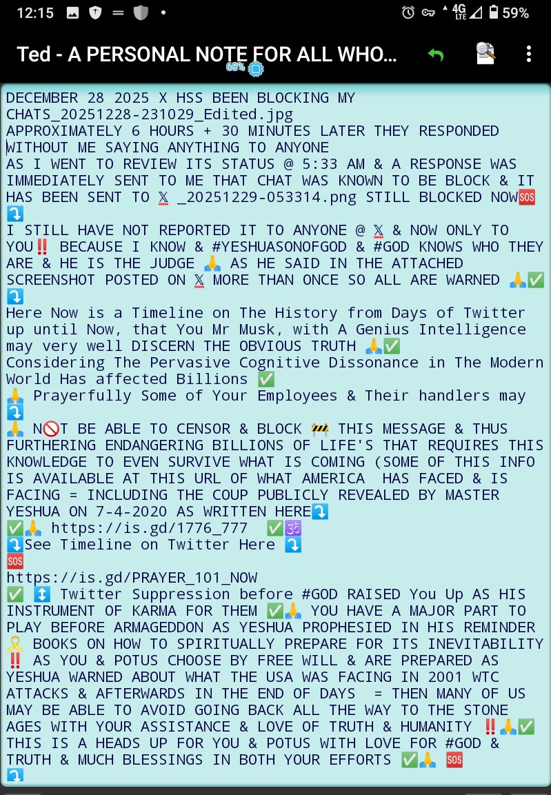 YeshuaSaid3's tweet image. ↕️
#SOURCE_OF_ALL
#ELOHIM # #GOD
#YeshuaSonofGod #Alpha_Α_and_Omega_Ω
#HolySpiritofTruthandLove
#Messenger_Angels
DECEPTIONS are MANY &amp;amp; VARIOUS KINDS ON 𝕏
READ ALL &amp;amp; Share @elonmusk to SURVIVE
SUPPRESS
↕️We Share The TRUTH WE KNOW &amp;amp; EVERYONE 
MAKES THEIR CHOICES✅
AN 🆘 POSTS
↕️