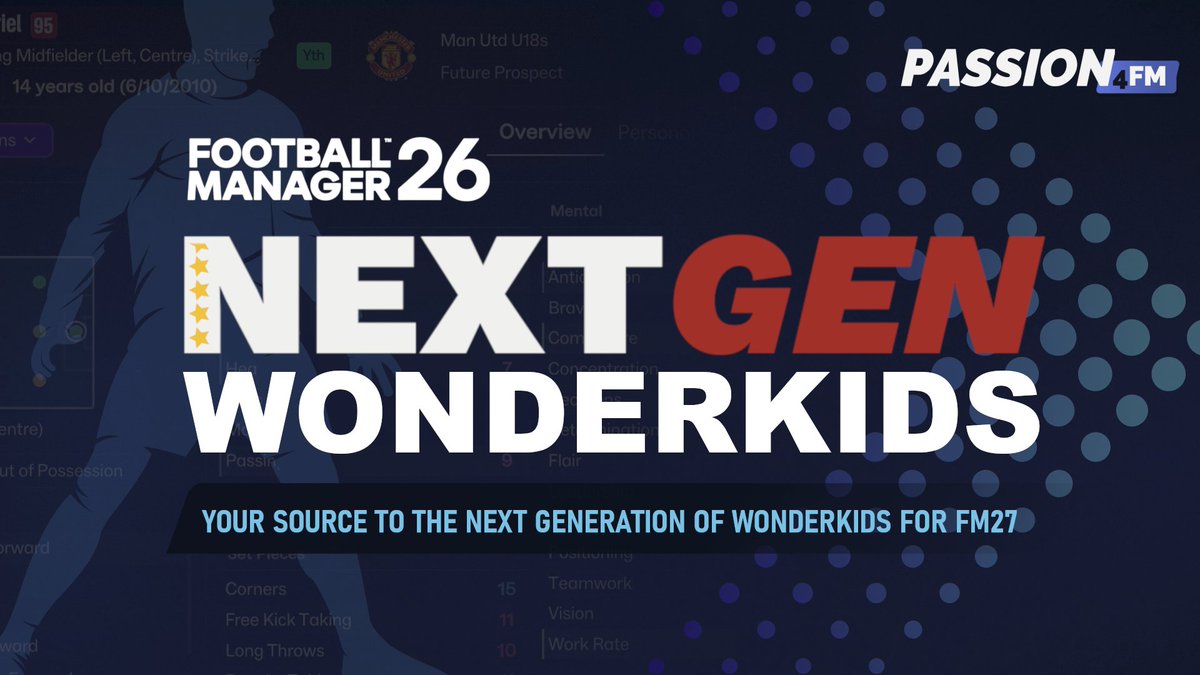 🆕#FM26 NextGen Wonderkids Database UPDATE - Get 530 NEW wonderkids and talents across the world in this database!

This update brings tenth of new wonderkids to @footballmanager 26!

Develop #Palmeiras Eduardo Conceição 🇧🇷 in #FM26 or meet other rising stars such as:
✅ 🇸🇳 Mor
