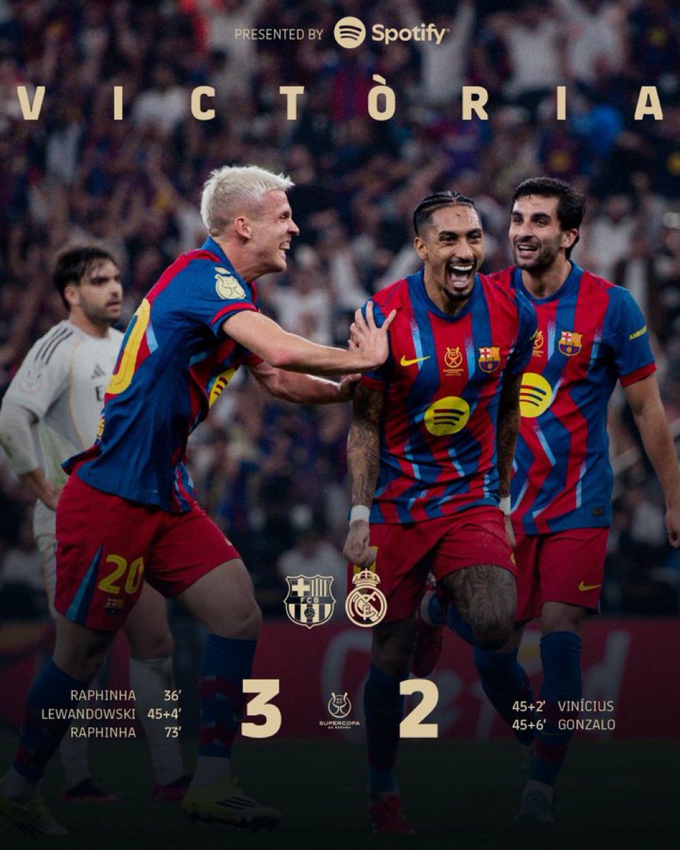 Gbemskid23's tweet photo. VISCA Barca ❤️💙
Champions of Supercup🏆
First of Many secured🏆
More to come 2026👏🏾👏🏾👏🏾 https://t.co/3nzNFwB37t