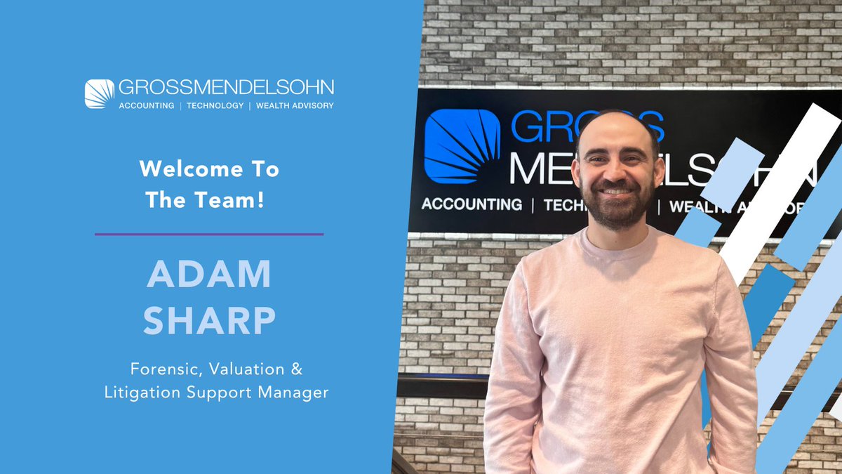 Welcome Adam Sharp — the newest member of our Forensic, Valuation &amp; Litigation Support Group! 👋 Are you interested in joining the Gross Mendelsohn team? Check out our open positions: hubs.li/Q03YwGtx0.