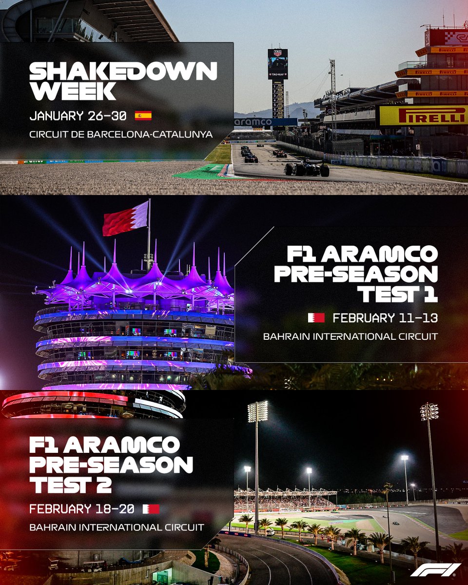F1's tweet photo. Getting set for the season in Barcelona and Bahrain! 🗓️

Here's our 2026 pre-season schedule 🙌⬇️

#F1 https://t.co/08dfUMF8uj
