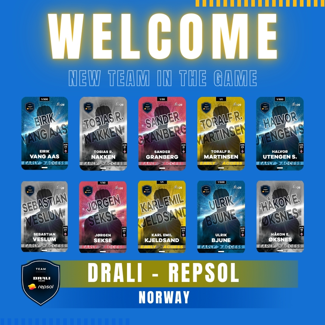 cylimit_game's tweet photo. @teamdralirepsol officially joins @cylimit_game ! 🇳🇴

To celebrate their arrival, the very first Early Access cards in CyLimit’s history will be available starting tomorrow! Don’t miss this exclusive opportunity 🔥

👉 https://t.co/U7X7bAKGfg

#CyLimit #FantasyGame #Cycling https://t.co/MIYh06U5Rl