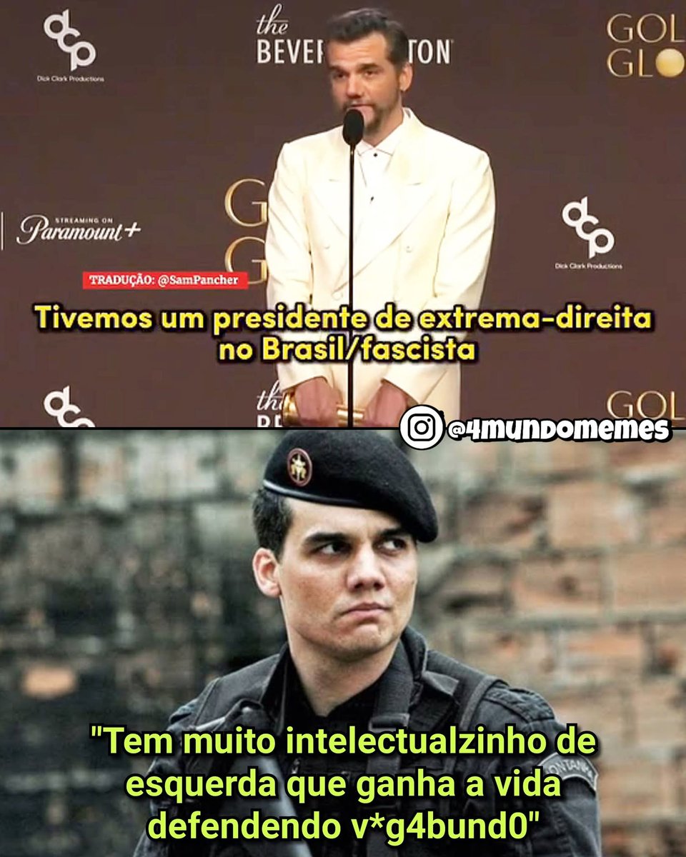 4mundomemes's tweet image. Já viram o Wagner Moura denunciando as corrupções do PT e a violência do tráfico? Ou ele só sabe falar do Biruleibe?

#Joka