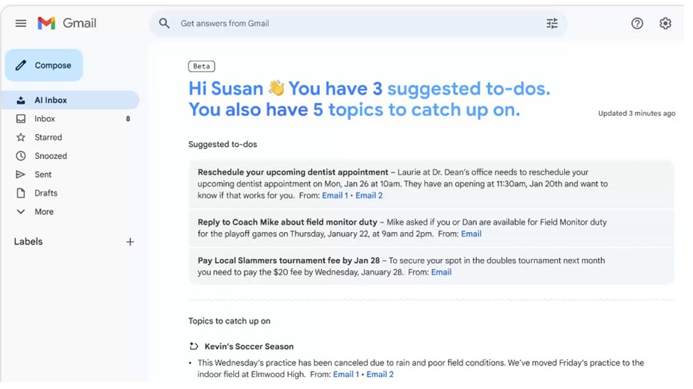 BalreetB1's tweet photo. Spent a lot of the weekend thinking about the future ramifications of AI Inbox/Overviews in Gmail. Gmail has >70% market share in the U.S. for personal email and >40% for business (skewed SMB), if this becomes the preferred way of people interacting with their inbox that likely means cold outbound conversion structurally declines. Big ramifications for a lot of B2B, software, and email marketing driven industries that are going to have to figure out how to reach customers. This is on top of AI personalized-outbound already starting to clog all outbound channels.