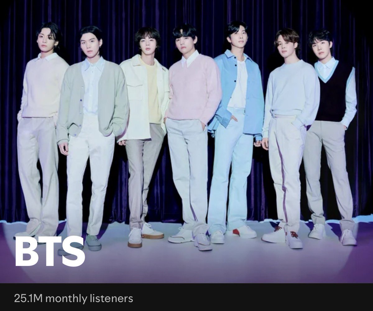 charts_k's tweet photo. .@BTS_twt has surpassed 25 million monthly listeners on Spotify again! https://t.co/bRs54SfEuG