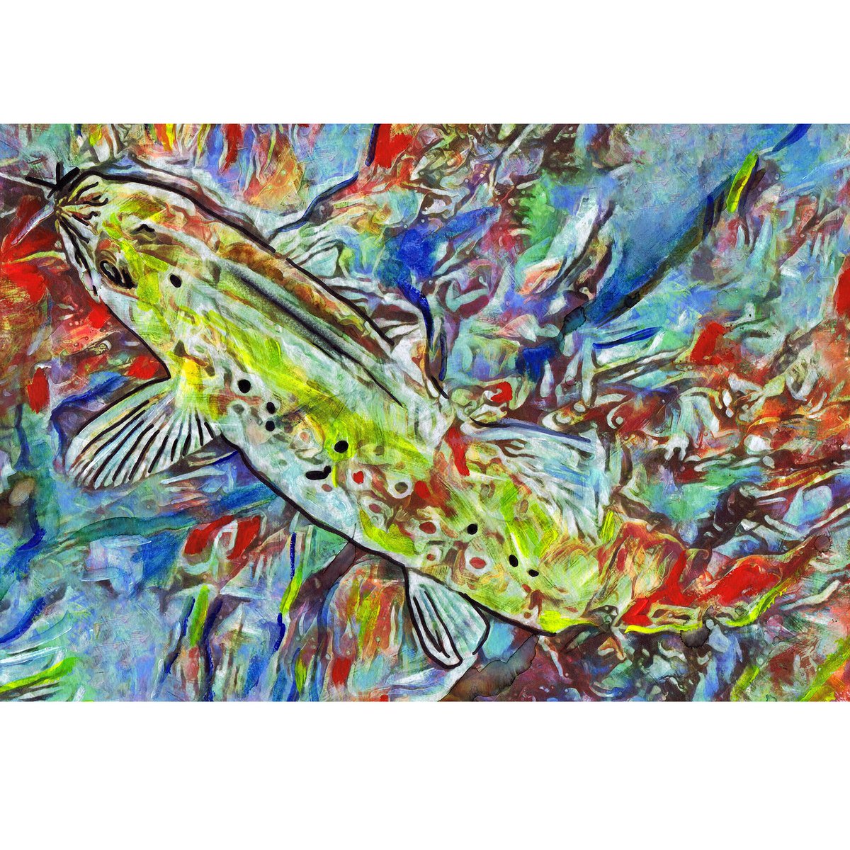 OscarJetson's tweet photo. River Trout Abstract Art Print: Signed Fly Fishing Gift https://t.co/GZdF0h59aU #DogFishArtCo #Etsy #FishArtwork https://t.co/1kzAnUBYP9