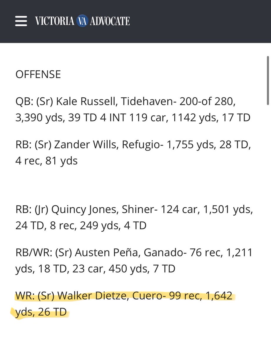 dietze_walker's tweet photo. Blessed to be named 1st team All-Area 🙏🏽 https://t.co/LlsK1FTYNi