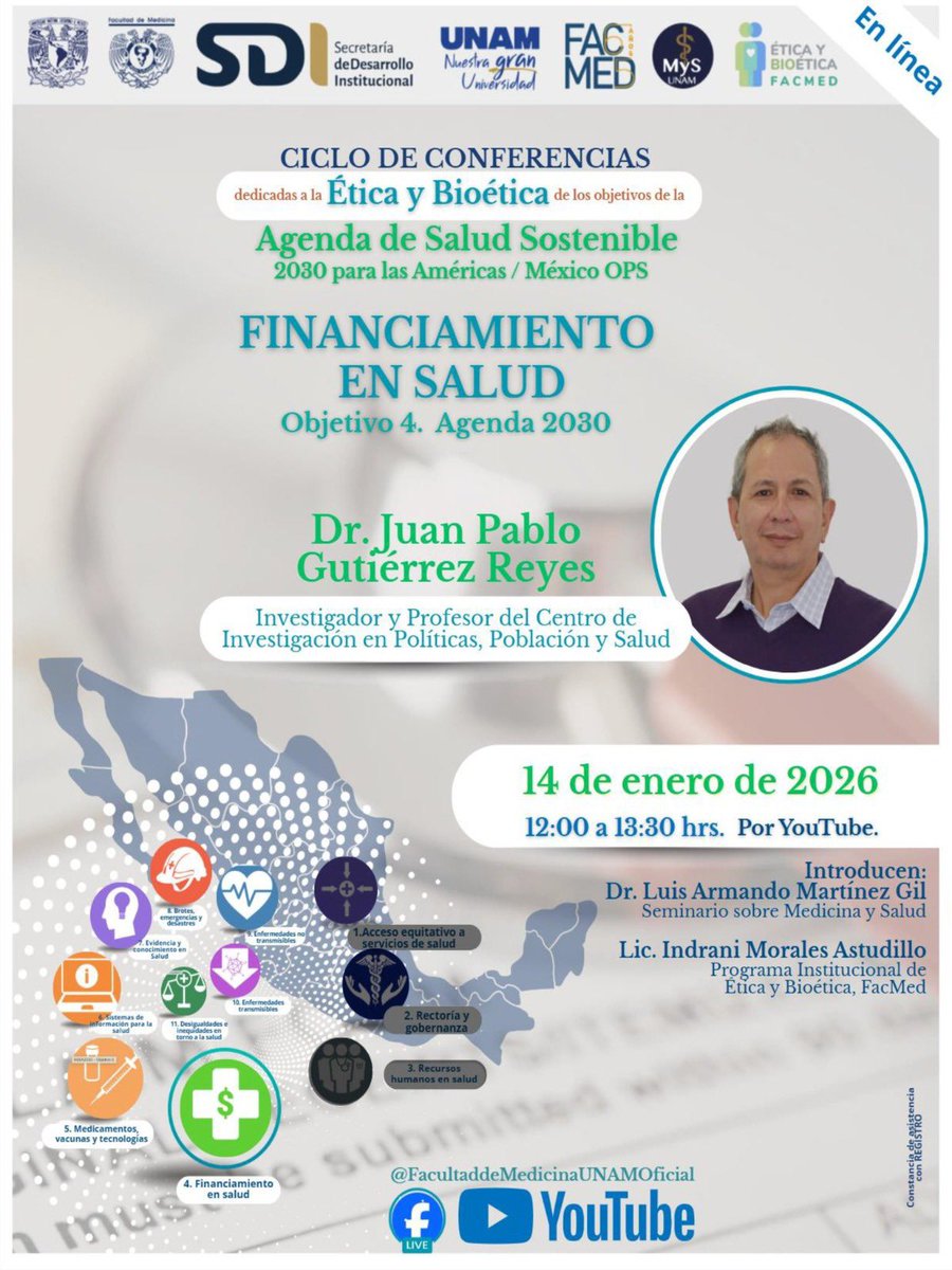 gutierrezjp's tweet image. Este miércoles hablemos sobre #Financiamiento en Salud desde las redes de la @FacMedicinaUNAM @cippsunam