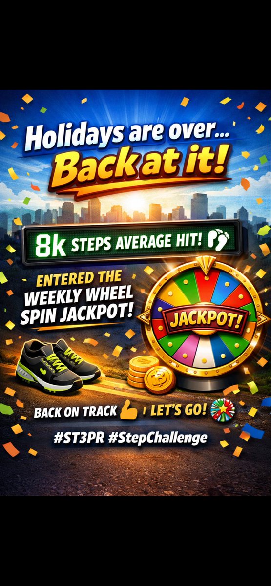 Kyle03368538's tweet photo. Holidays are behind me, and I’m back on track 💥
Averaged 8k steps 👟 
and locked in my @ST3PR_VET wheel spin jackpot entry 🎡 
 #StepToEarn https://t.co/DeFlldzhN5