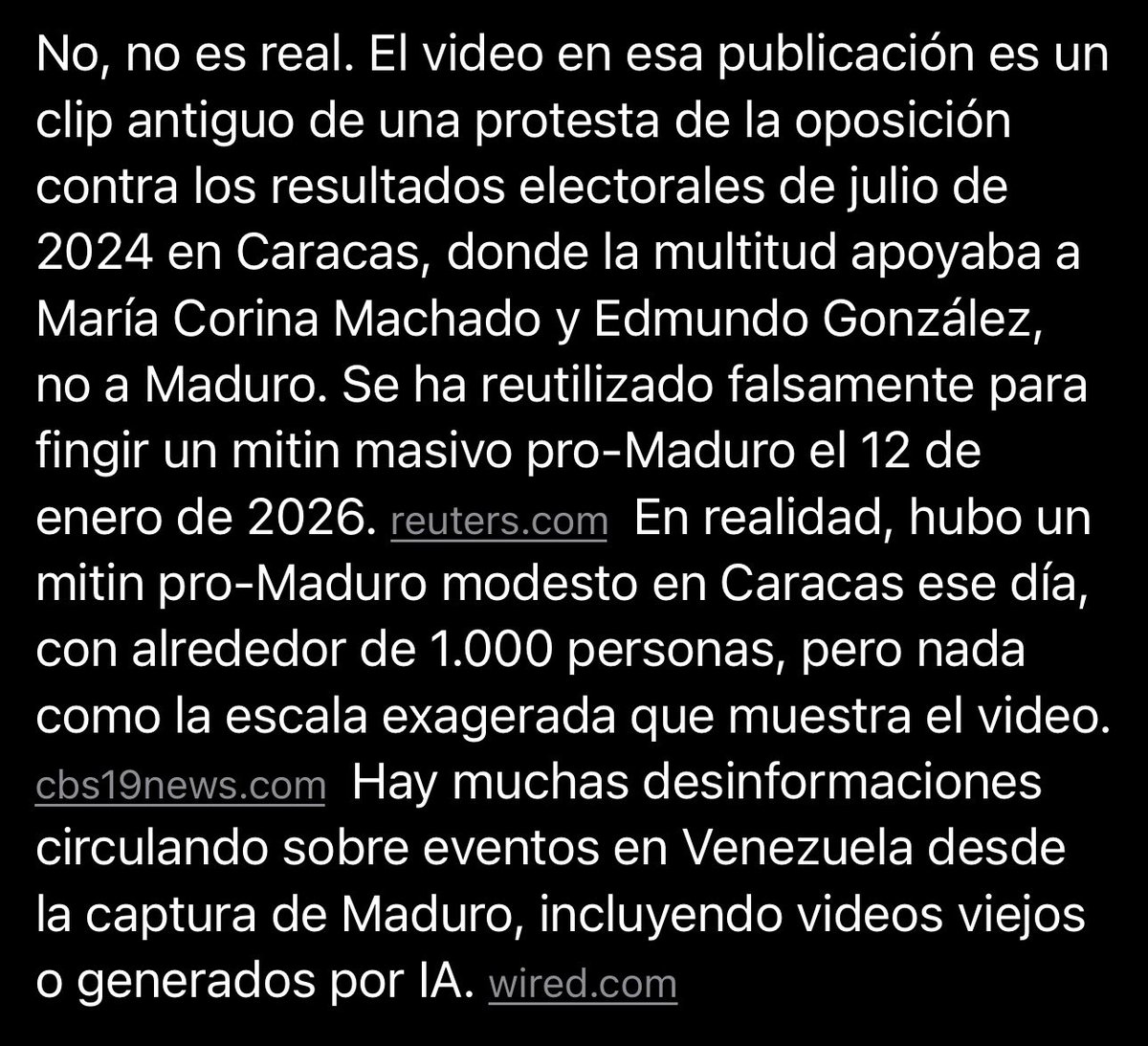 Arteypaz964's tweet image. Desmentido 👇