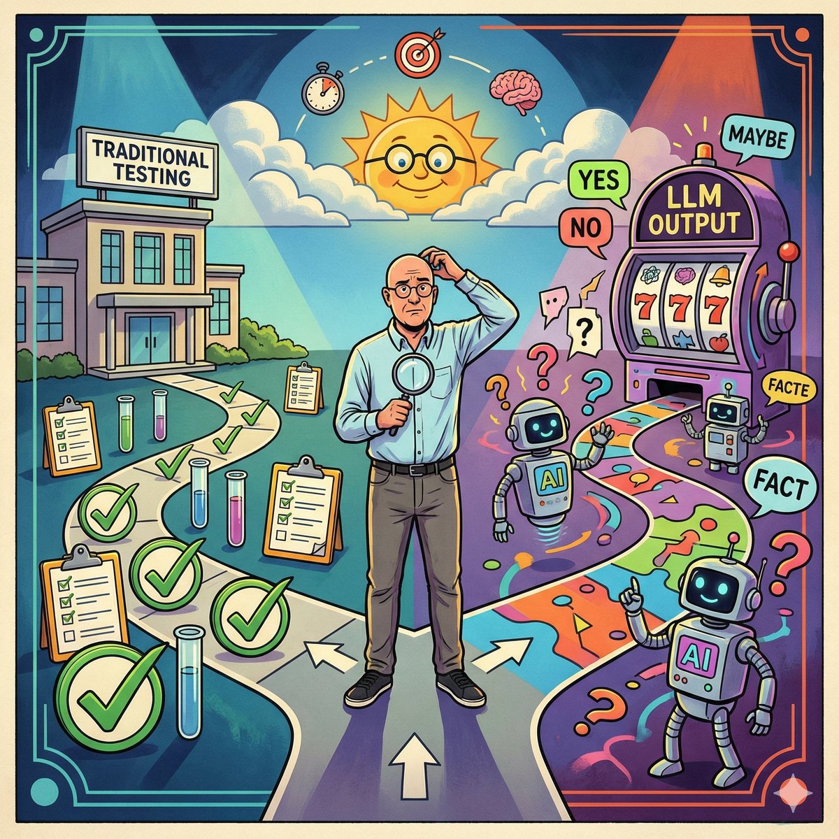 petecj1970's tweet photo. In Part 1 of my State of AI Evaluation series, I examine what it even is, how it differs from traditional testing, &amp; the dangers of doing nothing.

https://t.co/ktiYh9Z7yy https://t.co/Gwd8CjCjNM