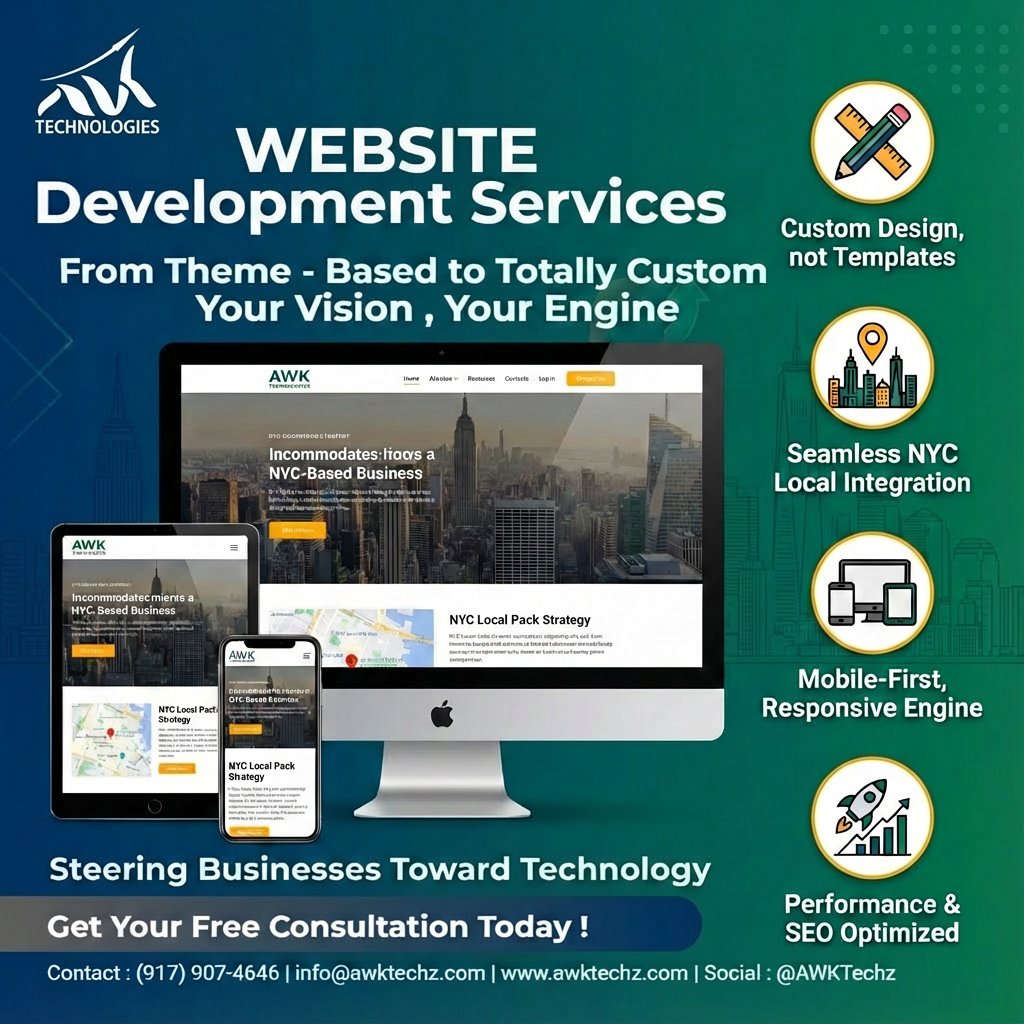 awktechz's tweet photo. Theme-based or fully custom — we build websites that drive business, not just look good.

Your Vision, Your Engine.

AWK Technologies | Steering Businesses Toward Technology

https://t.co/Y7LQid7GkH | 📞 +1 (917) 907-4646
#AWKTechz #WebsiteDevelopment #CustomWeb https://t.co/KkHgiUoaWF