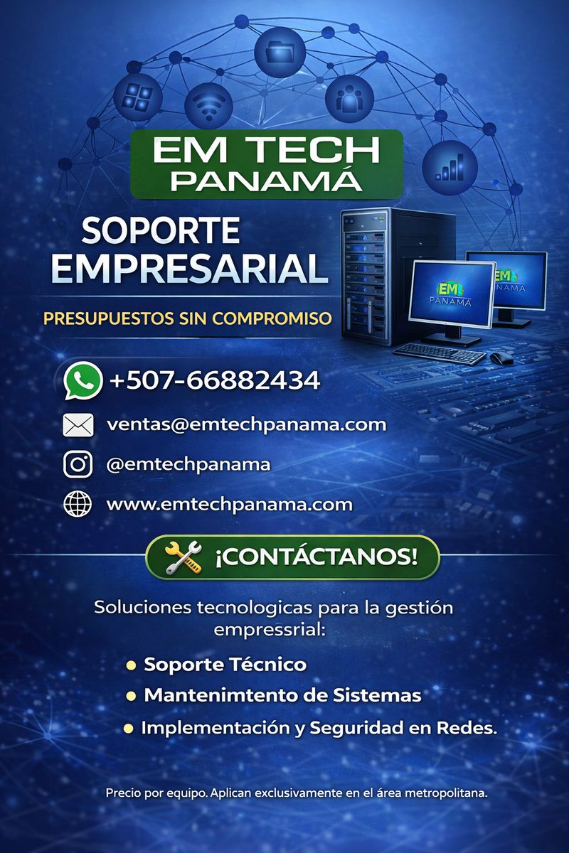 📱 WhatsApp: 6688-2434
📧 Correo: ventas<a href="/emtechpanama/">EM TECH PANAMA</a>.com
🌐 Web: emtechpanama.com
👥 Redes Sociales: @emtechpanama

#EMTechPanama #ReparacionDeLaptopsPanama #SoporteTecnicoPanama #LaptopsPanama #TecnologiaPanama