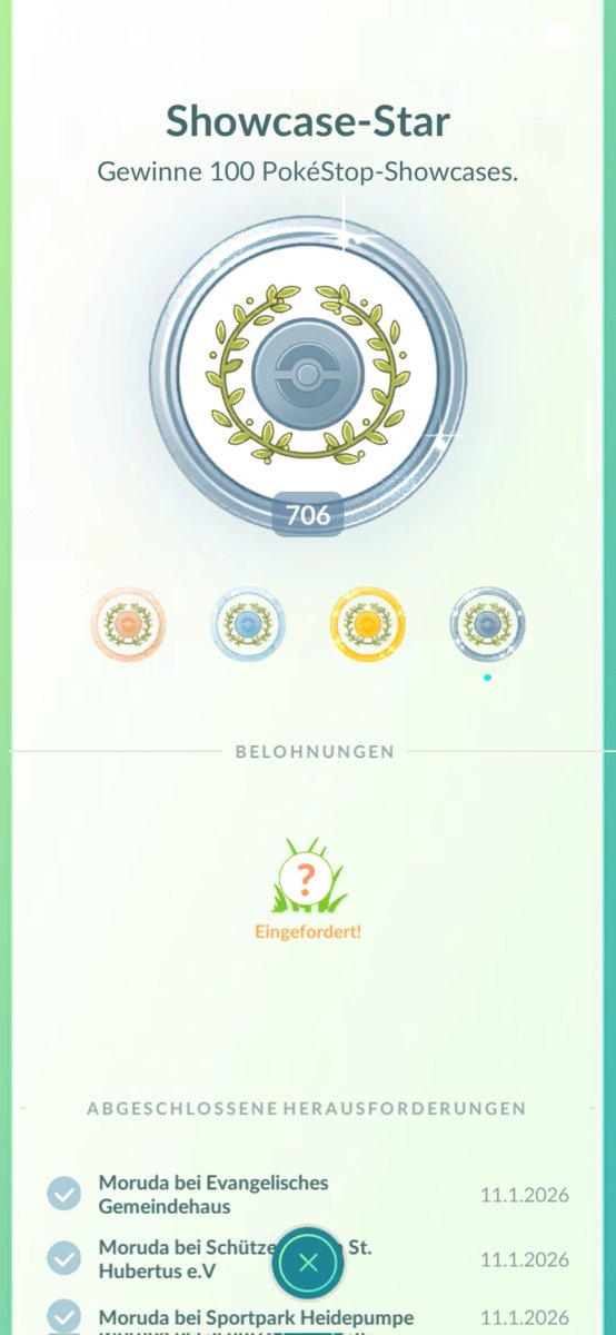 Mal wieder ein Update
Level 71 erreicht  26.10.25
Level 72 erreicht  09.11.25
Level  73 erreicht  15.11.25
Level  74 erreicht  07.12.25
Level 75 erreicht  12.01.26

Showcase rocken einfach die 1000 kommt immer näher
#PokemonGO 
#ShowCase