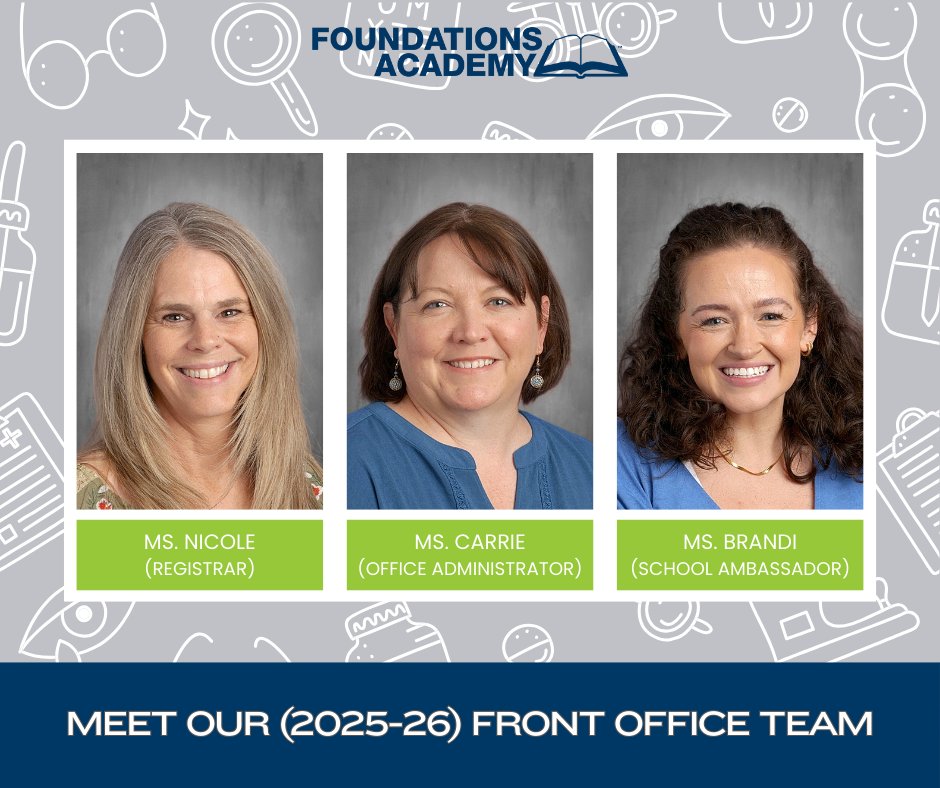 FoundationsAcad's tweet photo. 💙 Meet Our 2025–2026 Office Team

Often the first faces you see, this team keeps everything organized, welcoming, and running behind the scenes for our students and families.

#FoundationsAcademy #MeetTheStaff #OurSchoolTeam #FoundationsFamily https://t.co/wf995w64h4
