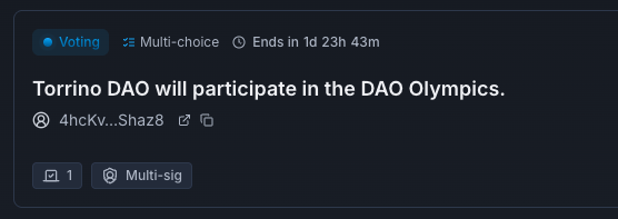 All across Solana, orgs are opting in to the DAO Olympics.

Proposals are live. Champions are being discussed.

The signal isn’t on X. It’s onchain.