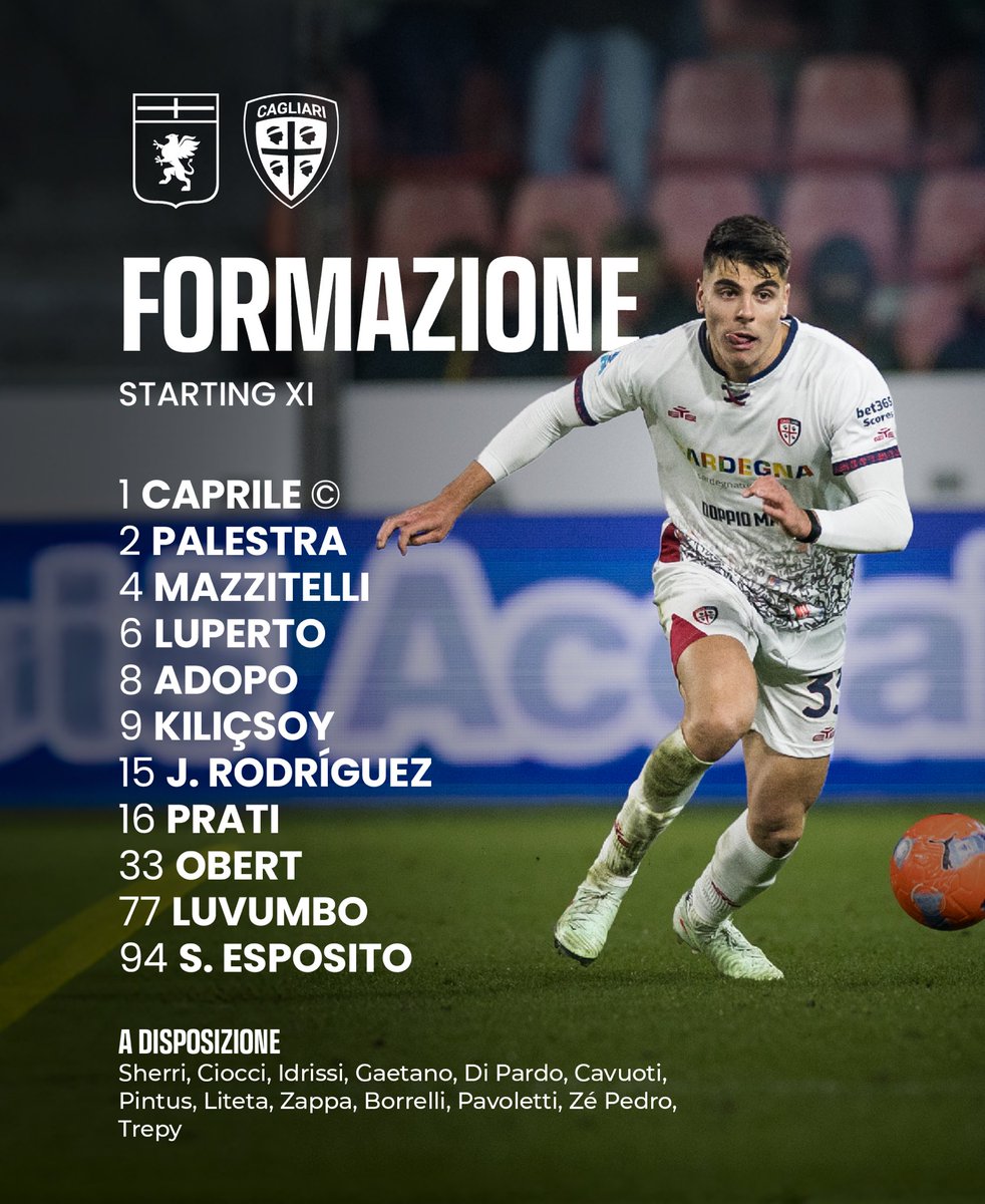 CagliariCalcio's tweet photo. Così in campo per #GenoaCagliari 👇 https://t.co/jYzzJW2b44