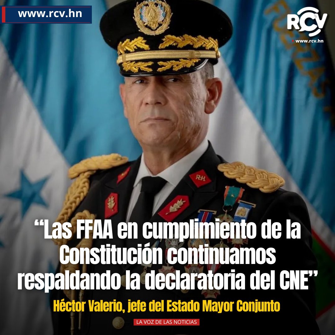 🔥FF. AA. RESPALDAN DECLARATORIA DEL CNE 🔥

Las Fuerzas Armadas de Honduras mantienen su apoyo a la declaratoria oficial emitida por el CNE, reafirmando su compromiso con el respeto al proceso democrático, informa Héctor Valerio, jefe del Estado Mayor Conjunto.

De igual forma,