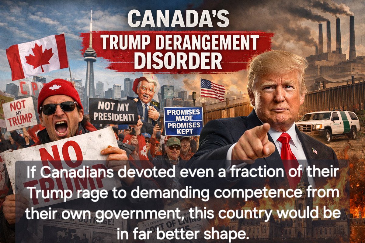 (Im probably going to upset some folks with this one)

🏥 Canada’s Trump Derangement Disorder

There is a peculiar illness sweeping the Canadian political psyche.
It is loud, emotional, self righteous and completely disconnected from reality.

Trump Derangement Syndrome.