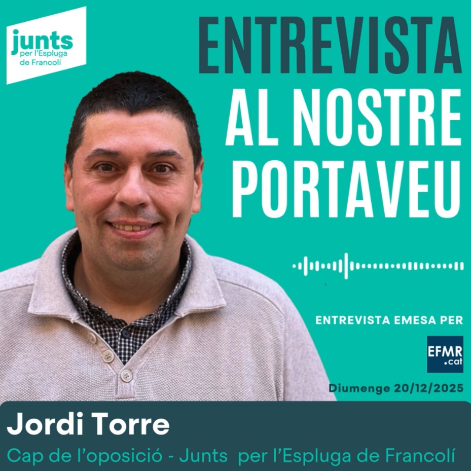 El nostre portaveu va ser entrevistat a l'EFMR, on va expressar el nostre punt de vista sobre l'actualitat al municipi.

Us en compartim el fragment per si voleu escoltar-lo.

facebook.com/reel/259288596…

#esplugadefrancoli #JuntsxlEspluga #Espluga2027 #JuntsxCat #FemhoJunts