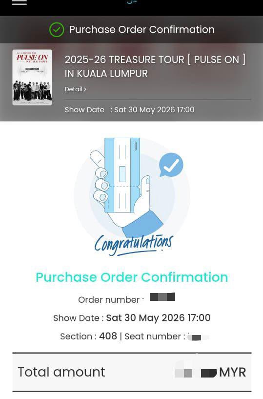 jaemsvnoo's tweet photo. helping my friend 

❗️WTS TIX TREASURE IN KL

Date 📅: 30 May 2026
Venue 🏟️: Axiata Arena
Section : 408 Cat 7
RTS : upgraded to other section
(serious buyer only) 
#TREASURE #pasarTREASURE https://t.co/VWKDU6HdIO