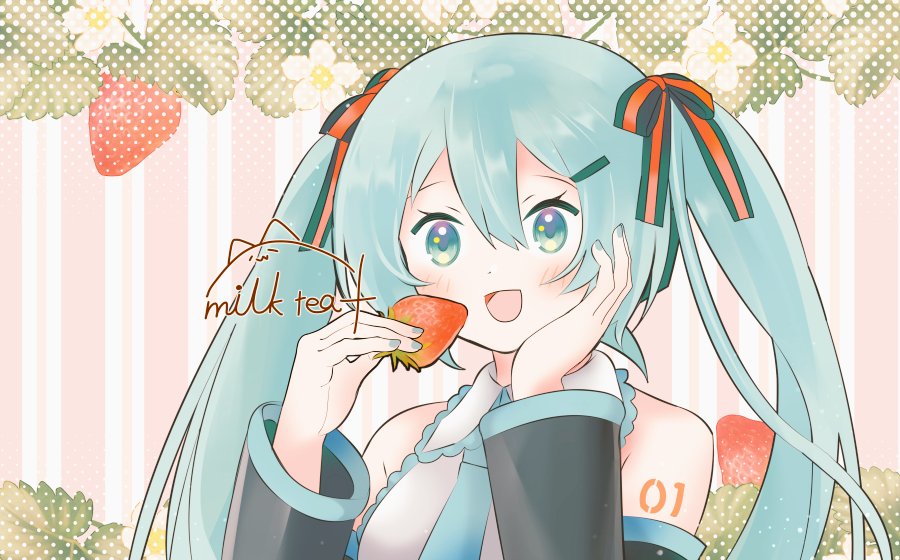 初音ミク 「苺が大好き #初音ミク」|milktea＋のイラスト
