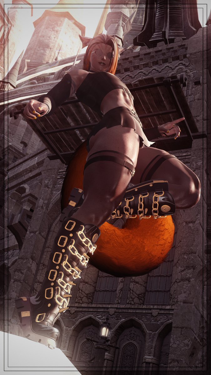 stratocat_tia's tweet image. "All units be advised, wild miqote spotted in various locations around Ishgard. Subject is not dressed for the weather but does not seem affected. Subject suspected melanistic orange. Observe but do not engage without backup."

#yorraposes | #gpose | #miqote | #StratoCatboy