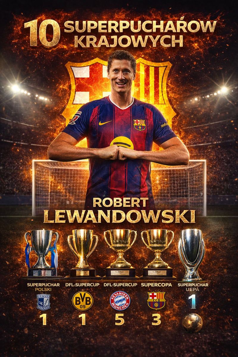 DziennikPilka's tweet image. 🔥 10 SUPERCUPÓW. JEDEN LEWANDOWSKI. 🔥

Robert Lewandowski w swojej karierze wygrał 10 krajowych superpucharów w 4 różnych krajach 🇵🇱🇩🇪🇪🇸
Do tego dorzucił Superpuchar UEFA 🏆
📊 Bilans mistrzowski:
🔵 Lech Poznań – 1️⃣
🟡 Borussia Dortmund – 1️⃣
🔴 Bayern Monachium – 5️⃣
🟣 FC…