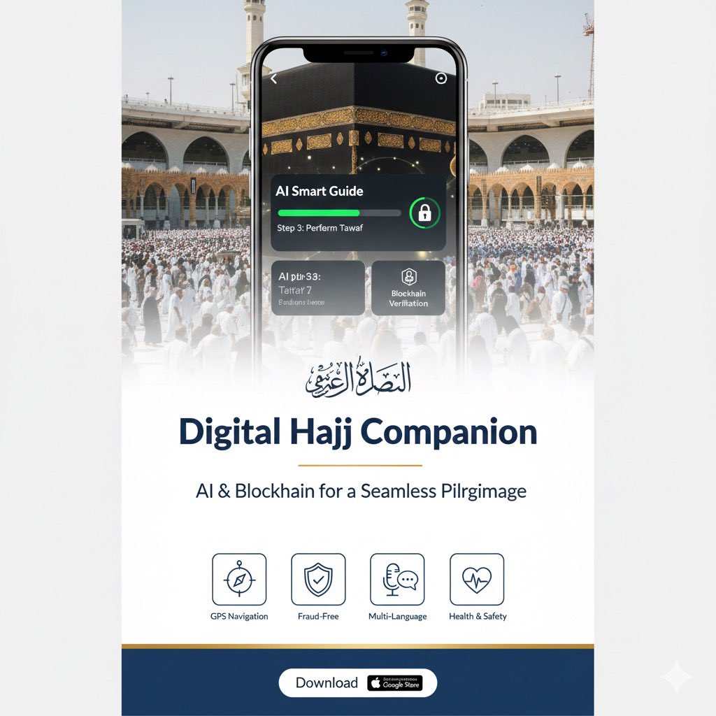 CamzTribiana's tweet photo. Meet Digital Hajj Companion 📱🕋

An AI &amp; blockchain-powered app guiding rituals, preventing fraud, improving safety, and supporting worship — transforming Hajj &amp; Umrah for the modern pilgrim.
🔗 https://t.co/NtDzyhyOIG

#Hajj #Umrah #IslamicTech #AI #Blockchain #PilgrimSafety https://t.co/gC4NVHN4Uo