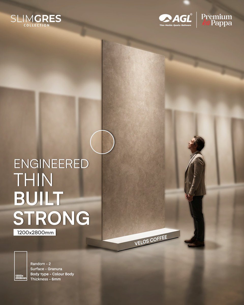 Designed for modern spaces that demand innovation without compromise. Our Slimgres collection is where advanced engineering meets everyday performance.​

#AGL #AGLTiles #PremiumKaPappa #Slimgres