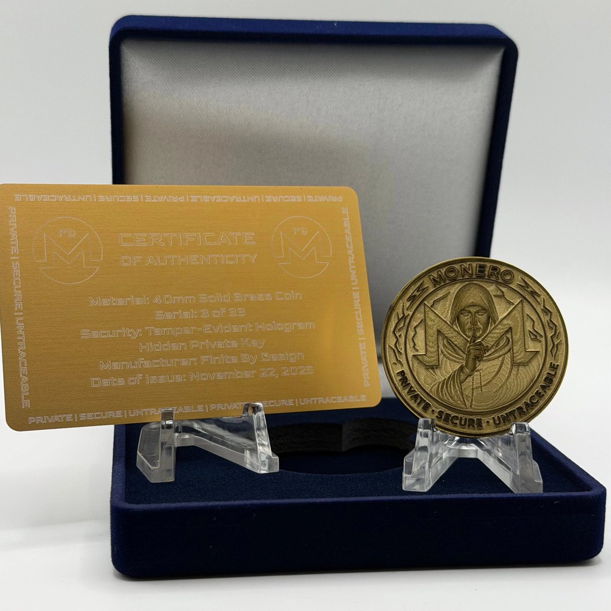 Monero, made physical. ⚡ A 33-piece genesis cold-storage coin built for  privacy, sovereignty, and true self-custody. No reruns. No compromises.  #Monero #XMR #Crypto #PrivacyCoins #CryptoArt #ColdStorage #SelfCustody  #Web3