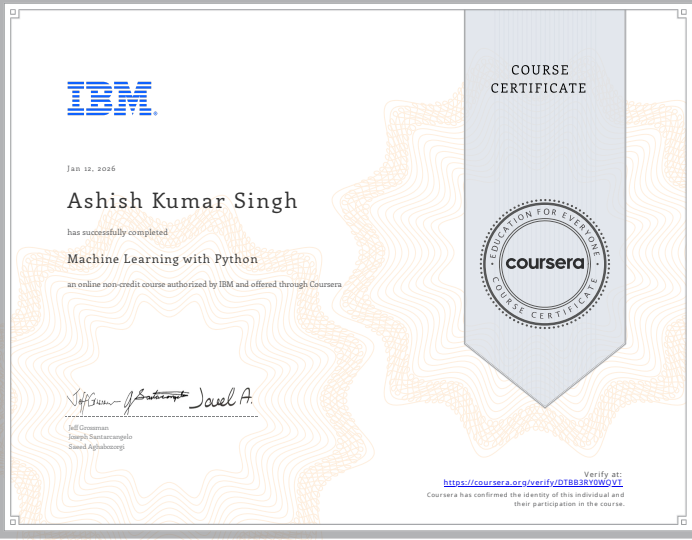 iasish77's tweet photo. Completed Machine Learning with Python certification by IBM on Coursera 🎉
🔗 Certificate: https://t.co/heM9XHwPZK
#MachineLearning #Python #Coursera #IBM #Learning https://t.co/eIIOyhveEu
